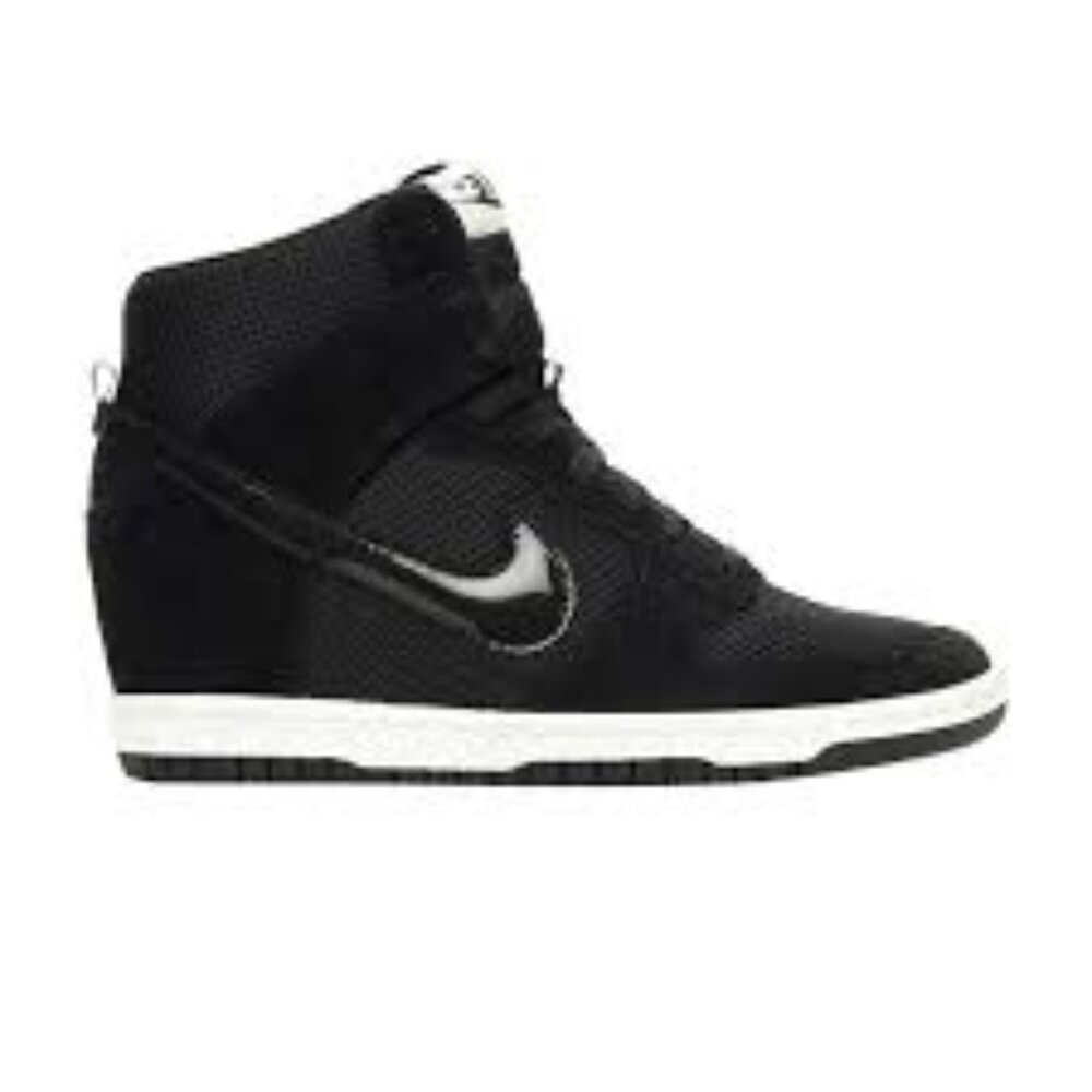 Nike Women's Black Sky Hi Wedge 644877-001 Suede Mesh Athletic Sneaker Size 8.5